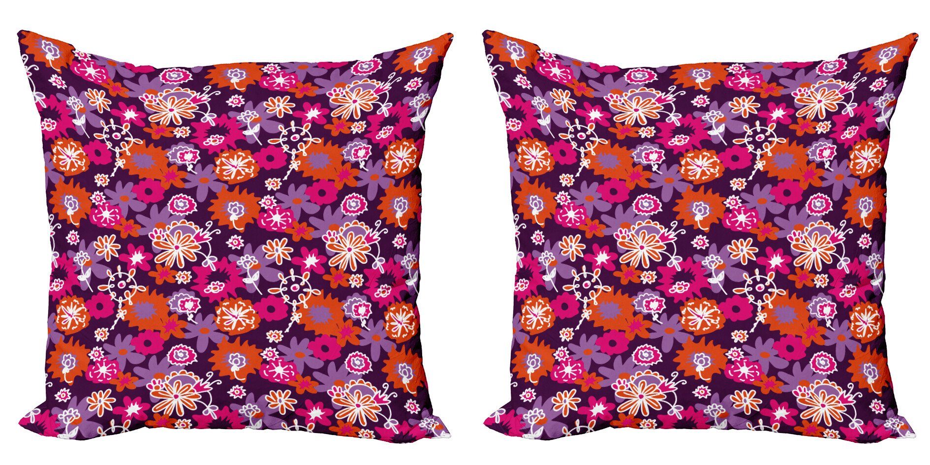 Kissenbezüge Modern Accent Doppelseitiger Digitaldruck, Abakuhaus (2 Blumen Stück), Frühlings-Blumen-Retro-Stil