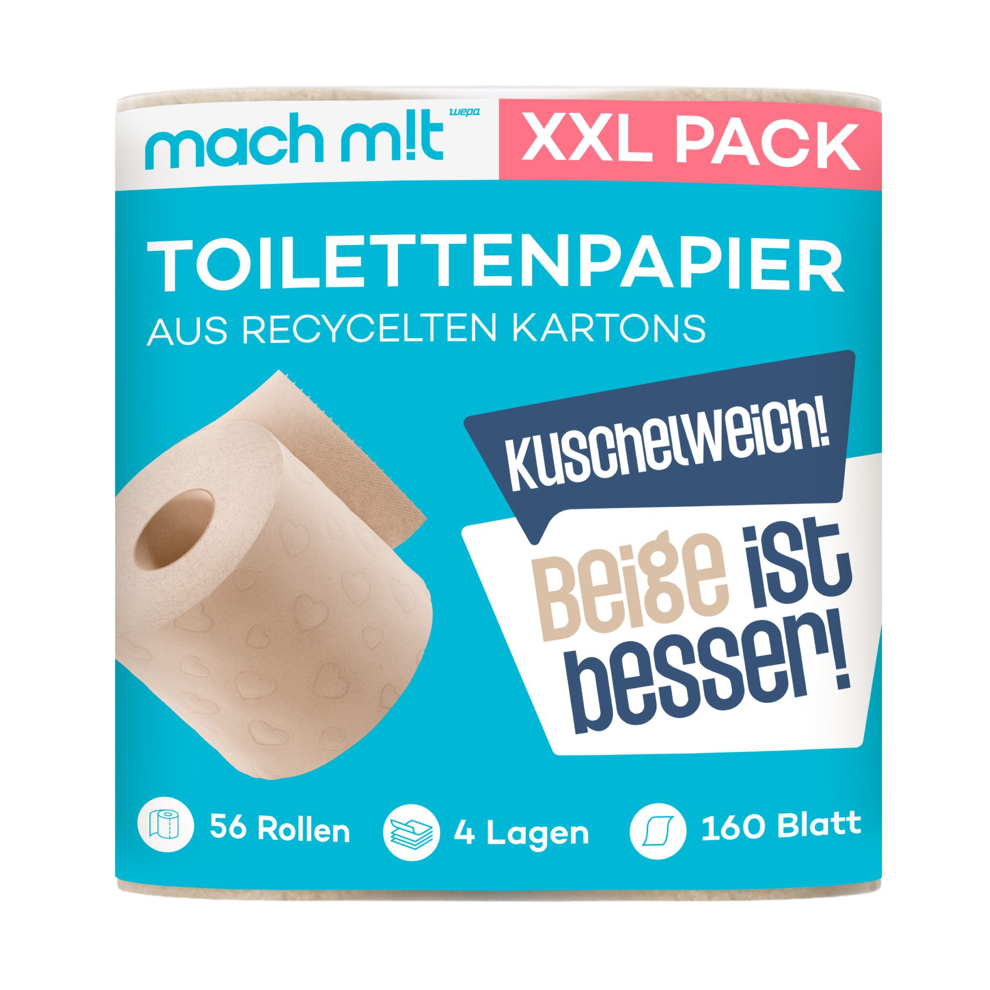 mach m!t Toilettenpapier 4-lagig - extra weich - das Premium-Klopapier (56-St)