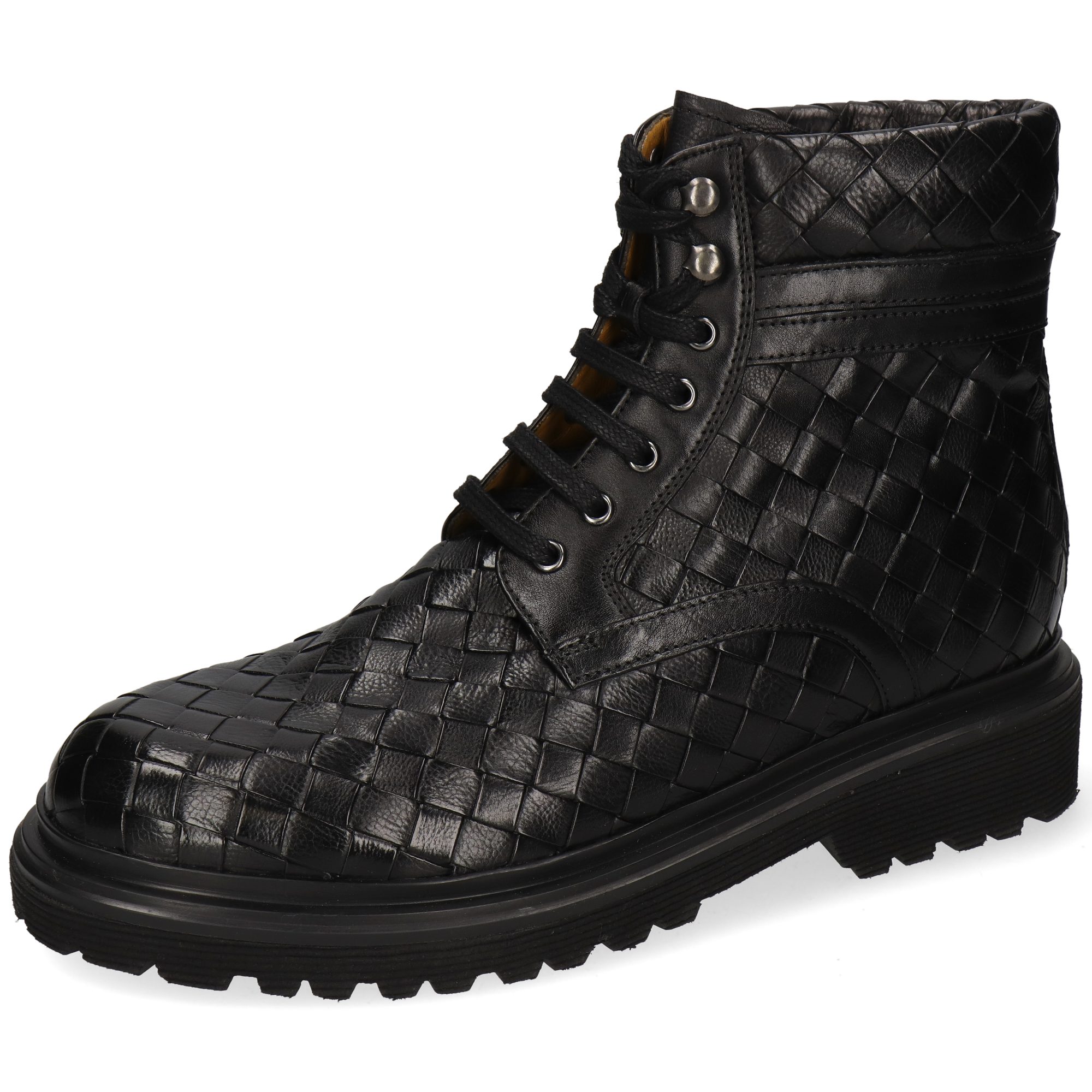 Melvin & Hamilton Matteo 13 Leder-Geflochtene Schuhe für Herren Stiefelette Plateausohlen, Echtes Leder, Vegetabile Gerbung, Von Hand geflochten