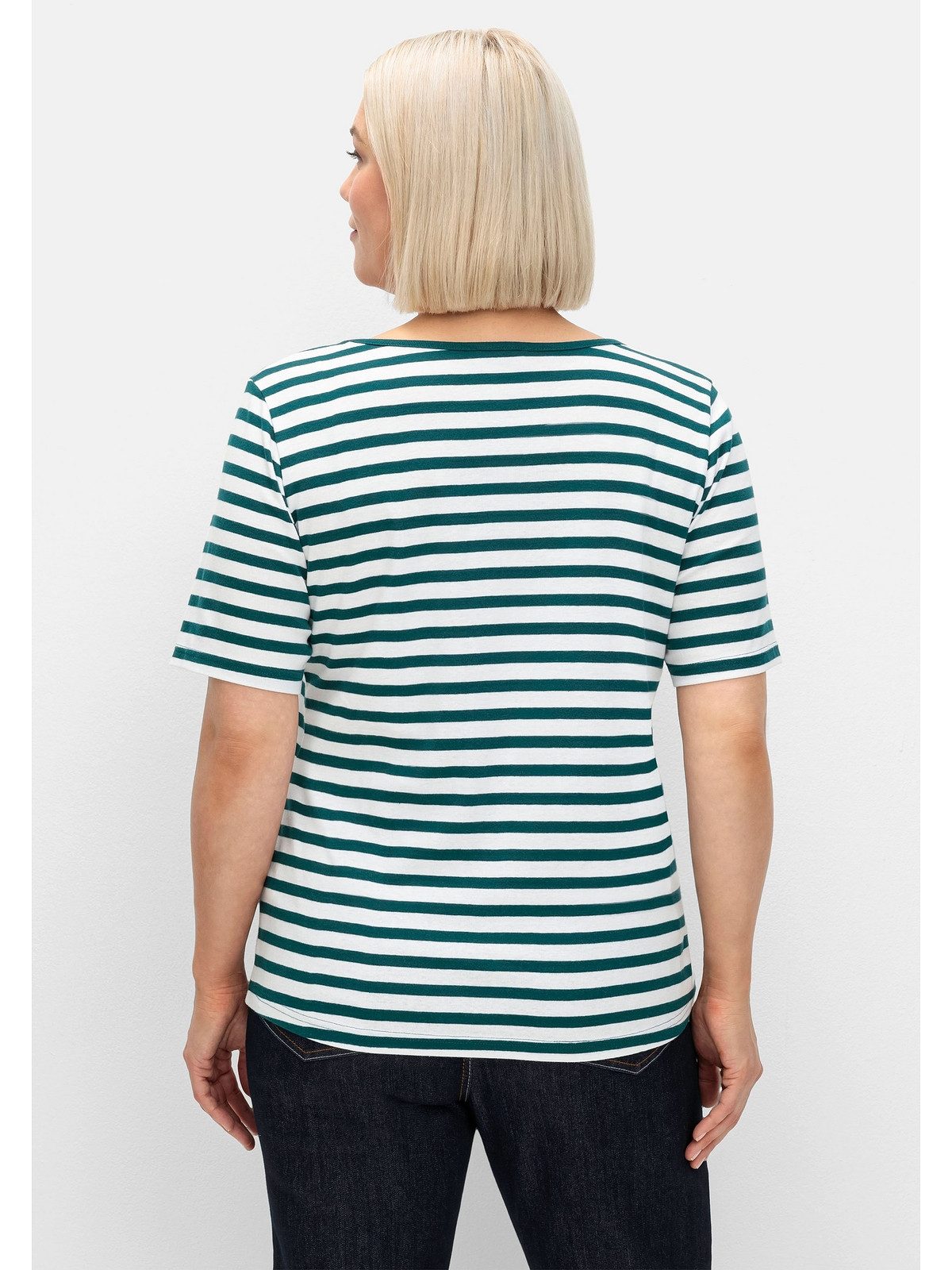 Sheego T-Shirt Große Größen mit garngefärbtem Ringel, aus Rippware