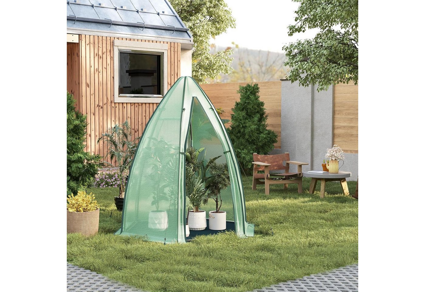 Thumbnail - Woltu Gewächshaus, wetterfest, PE halbtransparentes Foliengewächshaus für Pflanzen