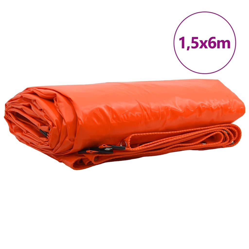 vidaXL Schutzplane Plane 650g / m² Orange 1,5 x 6 m Canvas mit PVC-Beschichtung (1-St)
