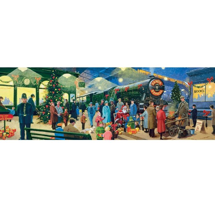 Clementoni® Puzzle Weihnachtsmann-Express-Lokomotive 1000 Teile 1000 Puzzleteile Panorama Format