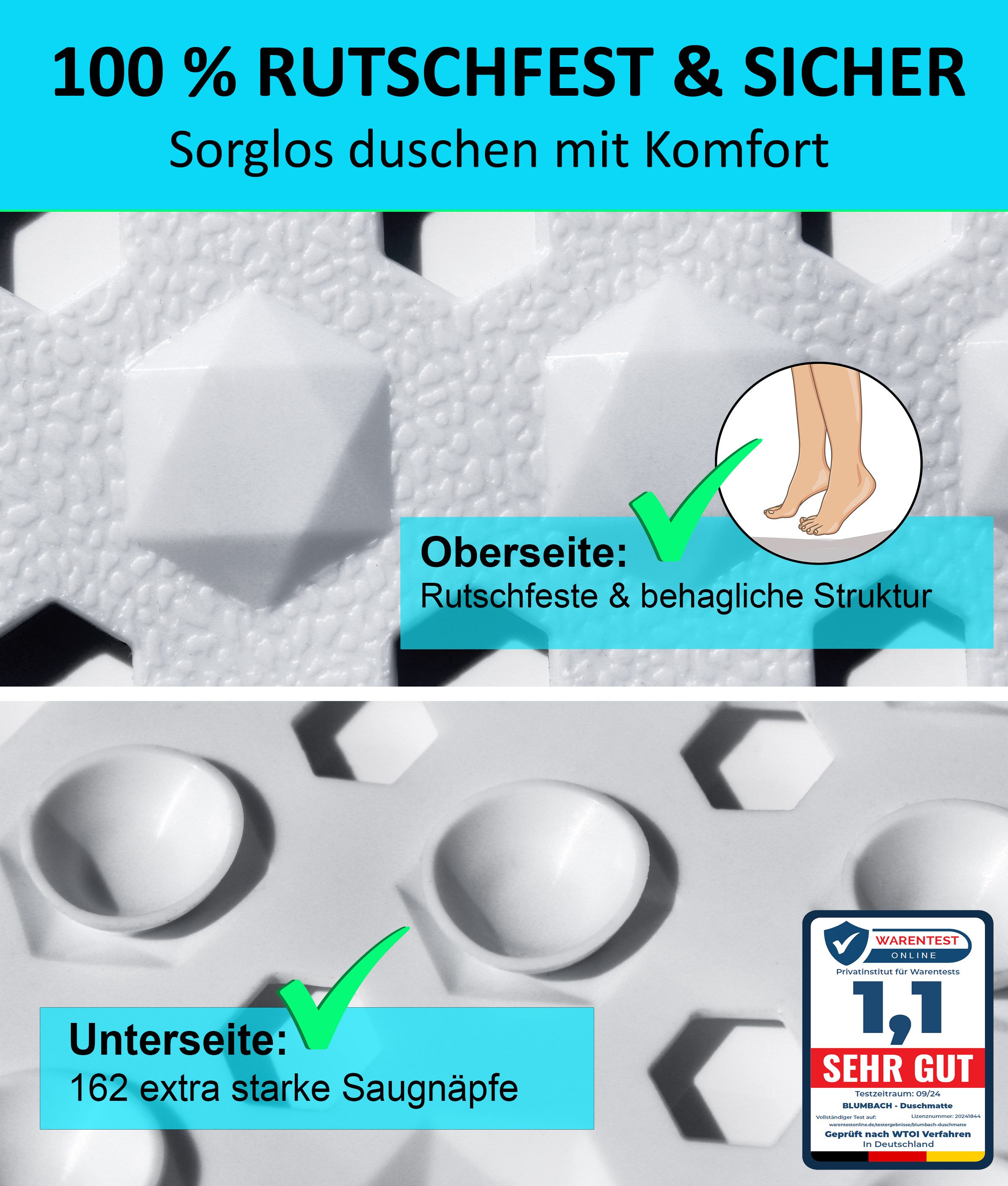 Blumbach Duschmatte - griffige Antirutschmatte Diamant günstig online kaufen