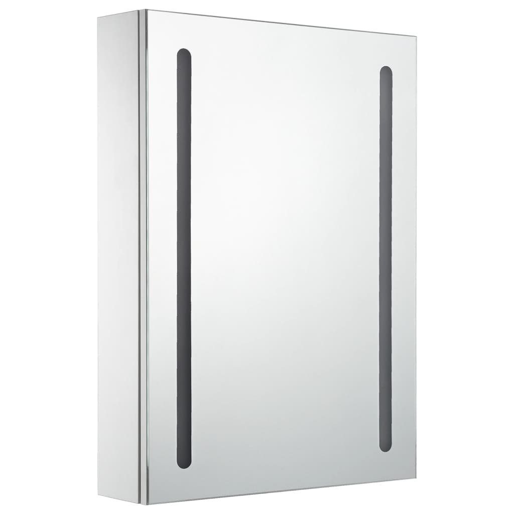 vidaXL cm 50x13x70 und LED-Spiegelschrank silbern weiß (1-St) Badezimmerspiegelschrank