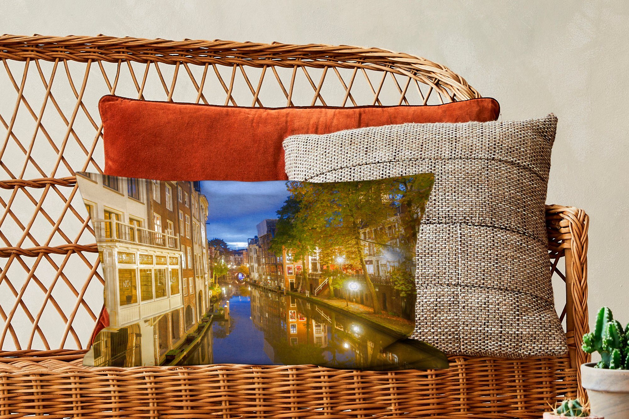 mit - Zierkissen, Kanal MuchoWow Füllung, Utrecht Wohzimmer Dekokissen Dekokissen Niederlande, Schlafzimmer - Dekoration,