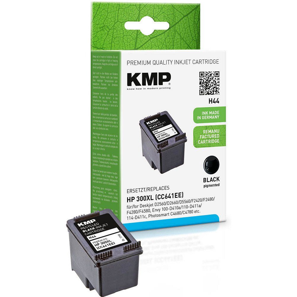 KMP 1 Tinte H44 ERSETZT HP 300XL - black Tintenpatrone (1 Farbe, 1-tlg)