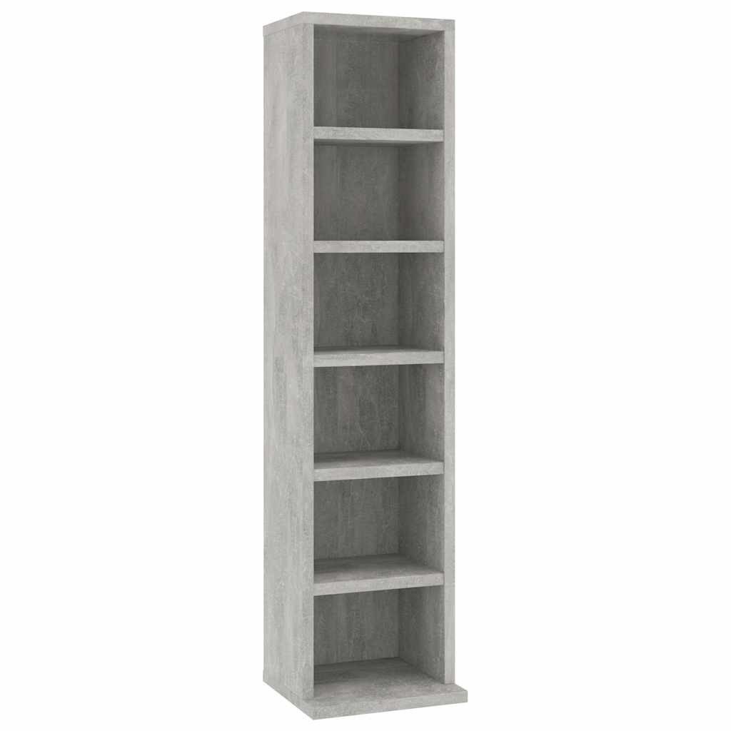 vidaXL CD-Regal CD-Schrank Betongrau 21x20x88 cm Holzwerkstoff, 1-tlg.