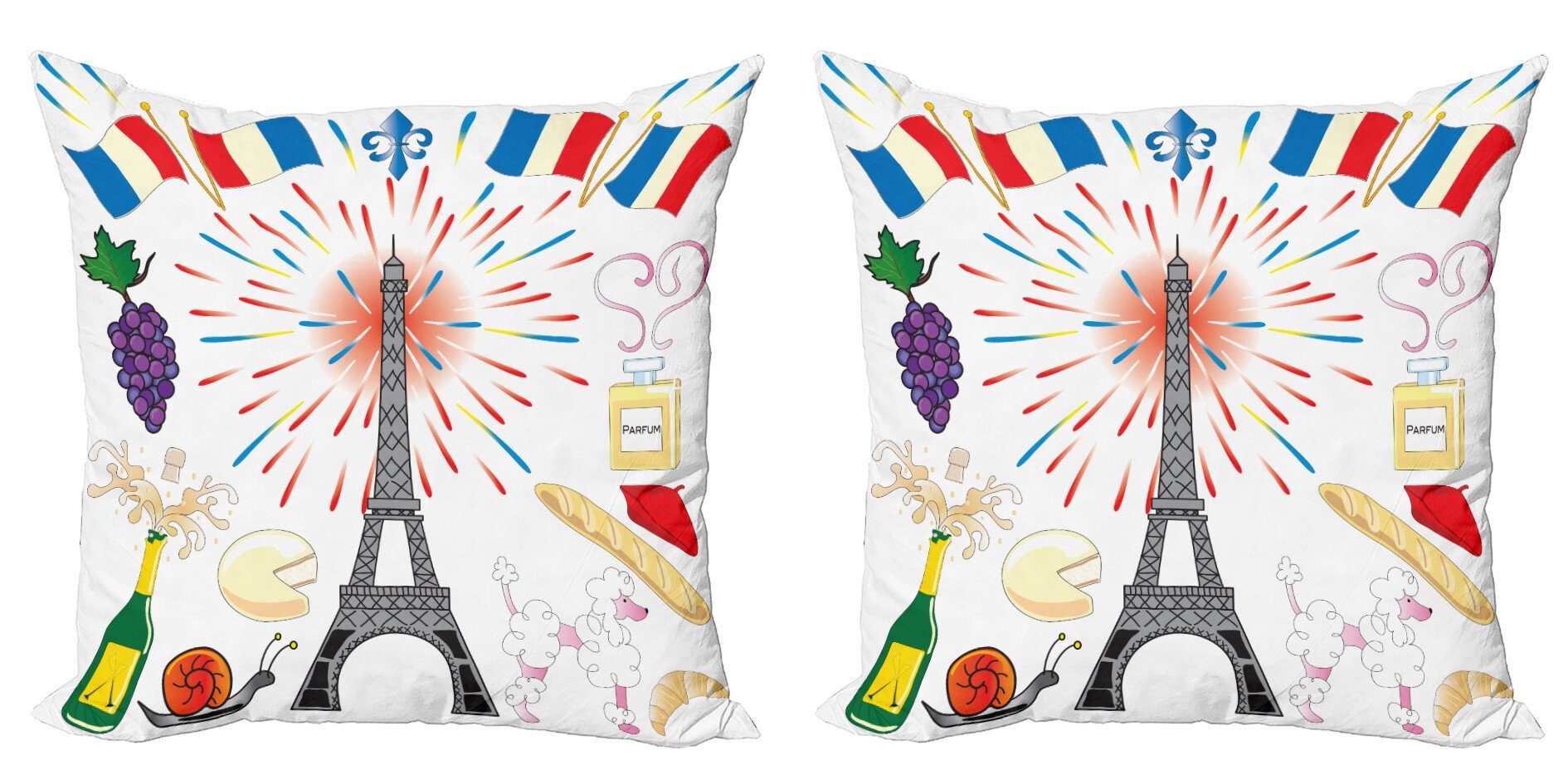 Kissenbezüge Modern Accent Doppelseitiger Digitaldruck, Abakuhaus (2 Stück), Eiffelturm Pariser Party Items
