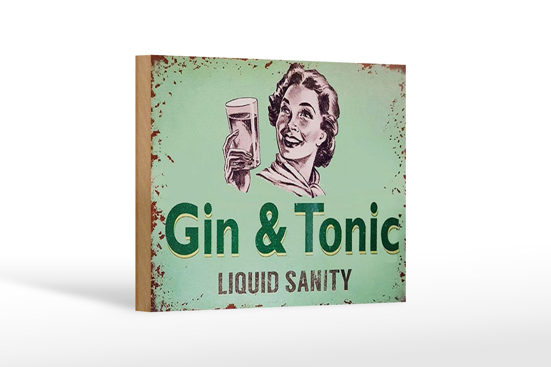 Femer GmbH Holzbild 18x12 cm Gin & Tonic liauid sanity, Essen Trinken Genuss (1 St), Glatte Holzfaserplatte (MDF), vorn beschichtet