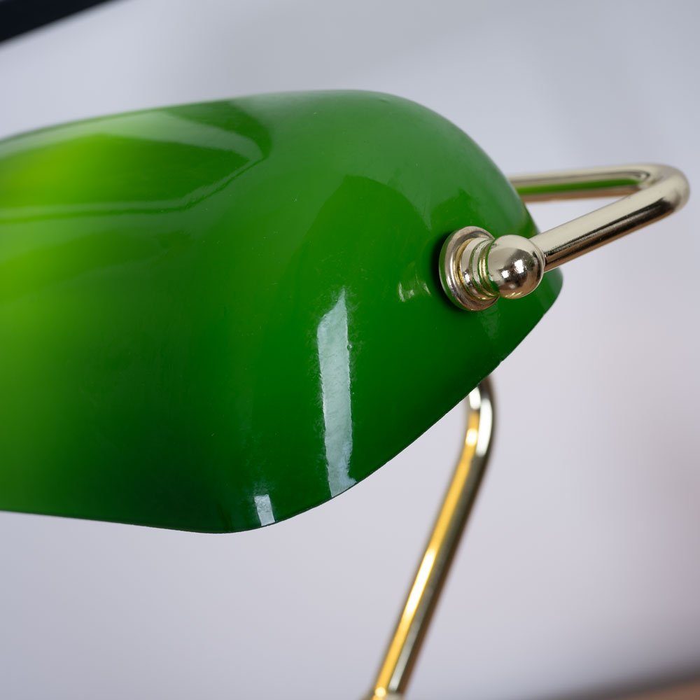 Globo Schreibtischlampe, Leuchtmittel nicht Metall Nachttischlampe inklusive, grün Bankerleuchte Schirm Tischlampe mit