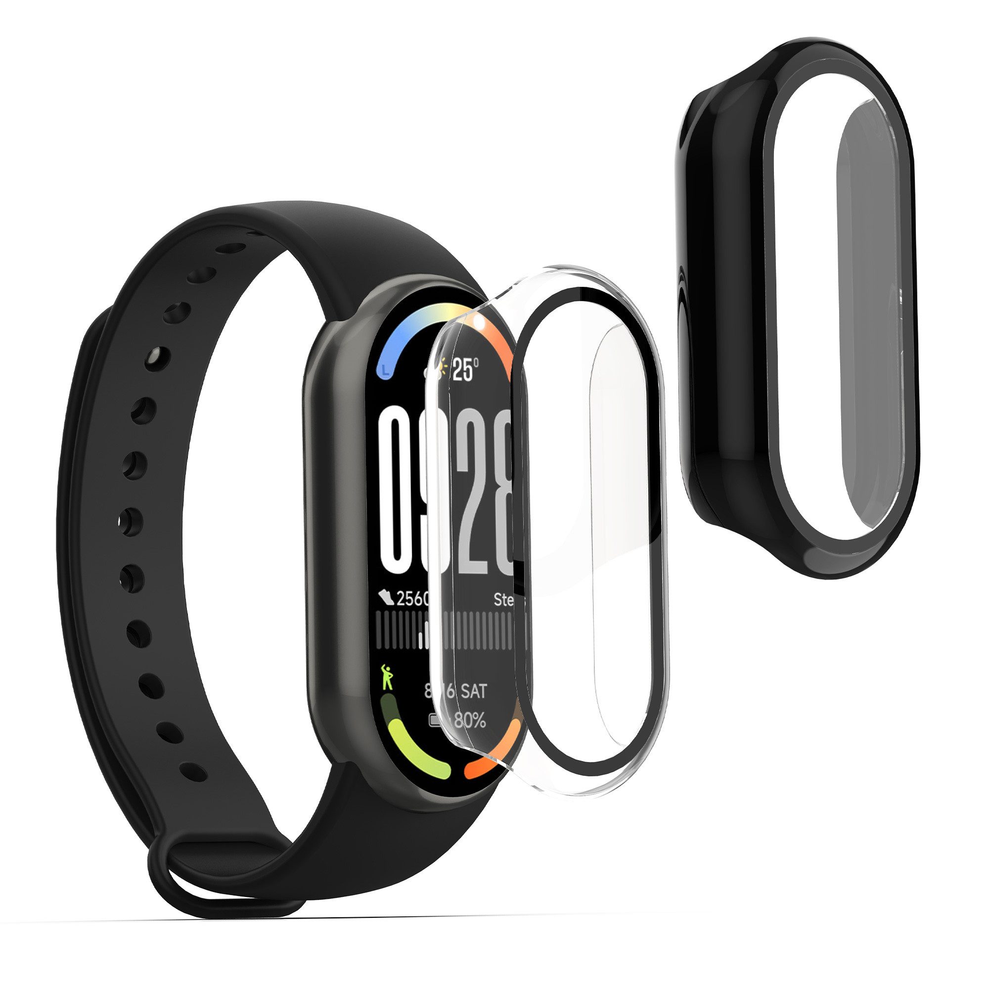 kwmobile Smartwatch-Hülle 2x Glas Hülle für Xiaomi Mi Band 10 / Smart Band 10, Schutzhülle Fullbody Fitnesstracker Case Set aus Glas