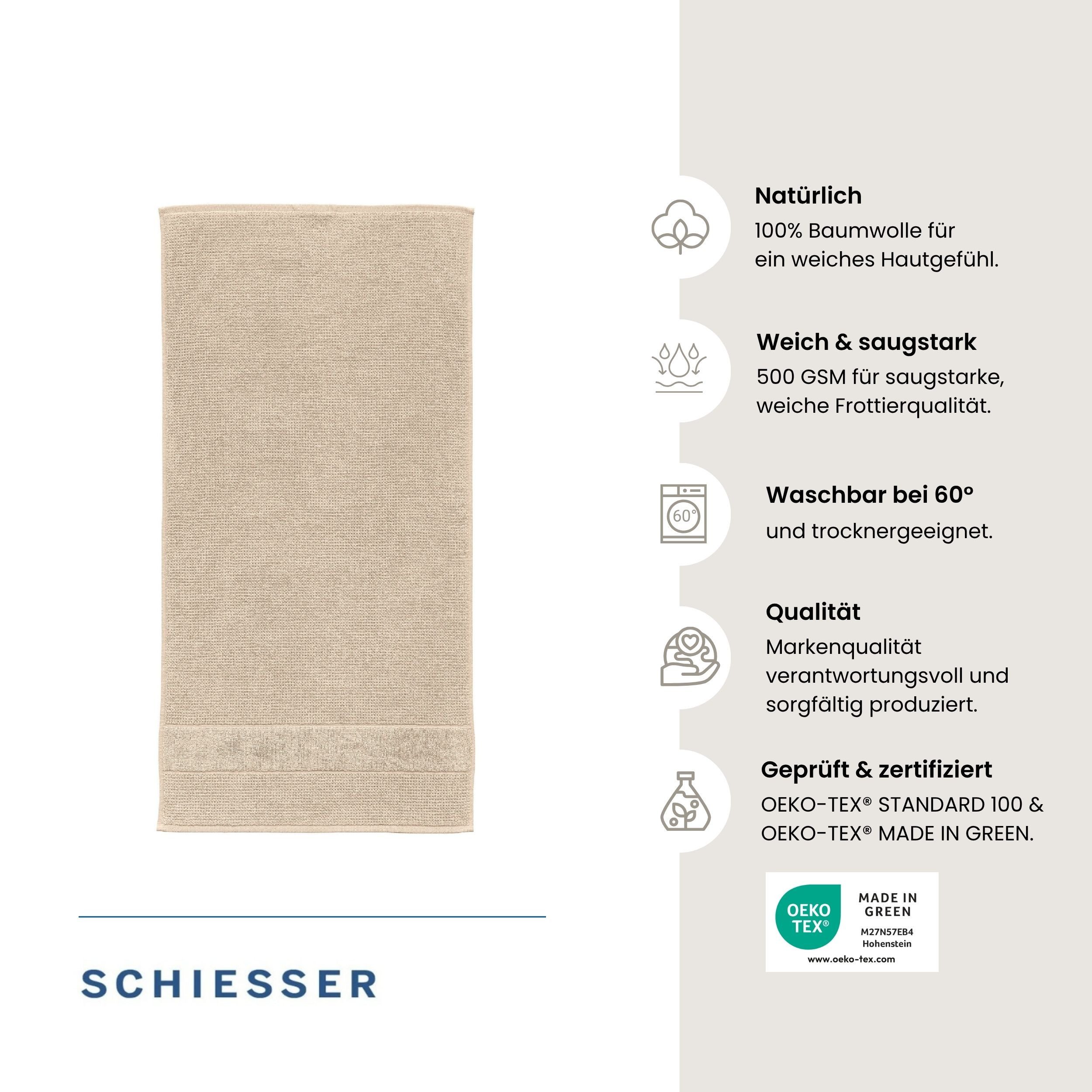 Schiesser Duschtücher Turin aus 100% Baumwolle in dezenter Reiskornoptik, Frottier (Set, 2-St), OEKO-TEX® MADE IN GREEN – Bild 2 von 5