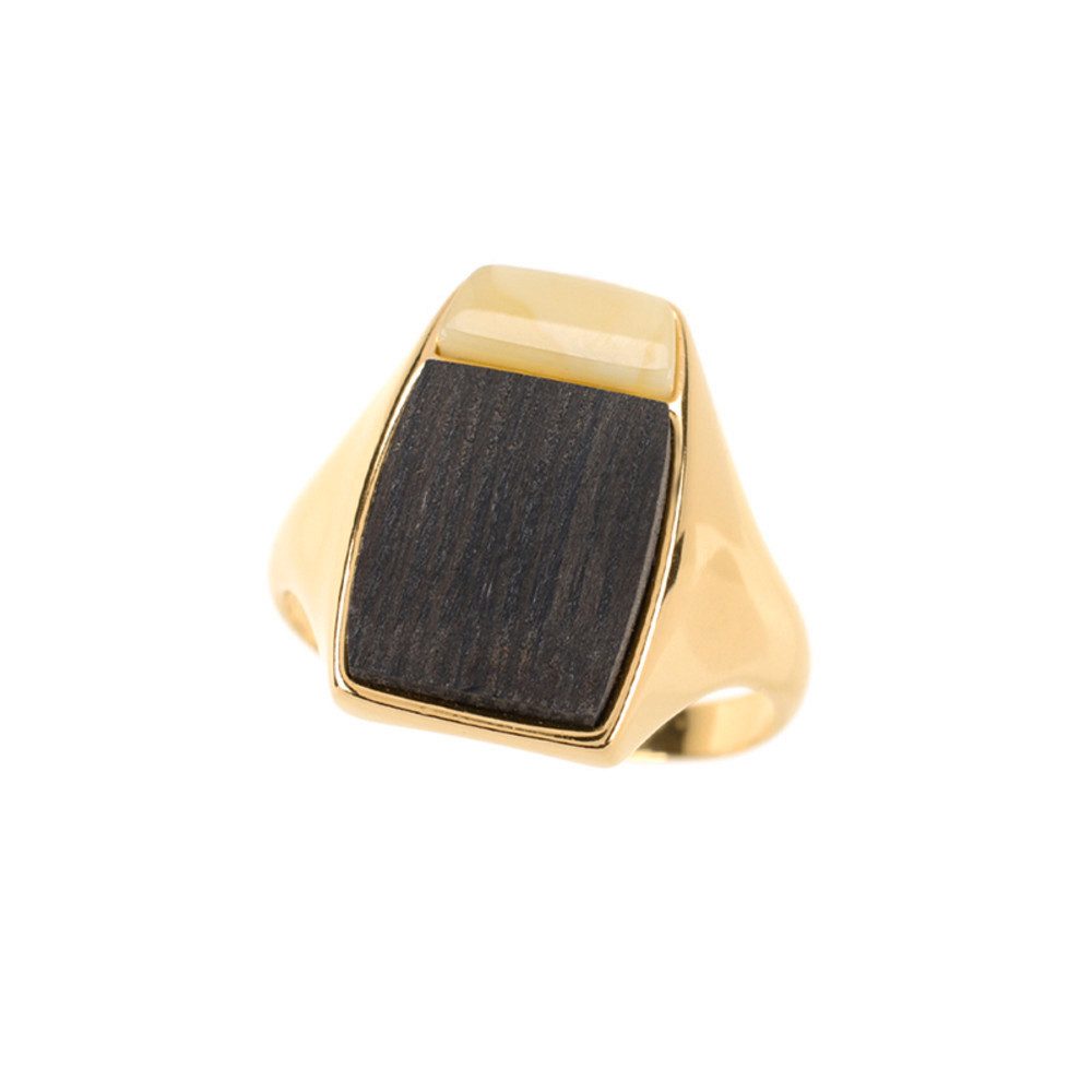 Cavill Silberring Cavill Ring Goldplattiert 925er Silber mit 2,52 ct Bernstein (1-tlg)