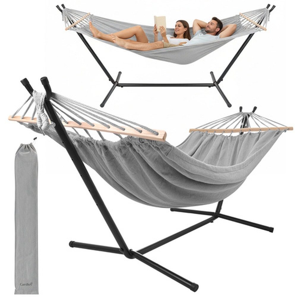 Gardlov Hängemattengestell Zwei-Personen-Gartenhängematte 200x150cm, (Spar-Set, 1-St., bis 250 kg), stabile, wetterbeständige Konstruktion für den Einsatz im Außenbereich