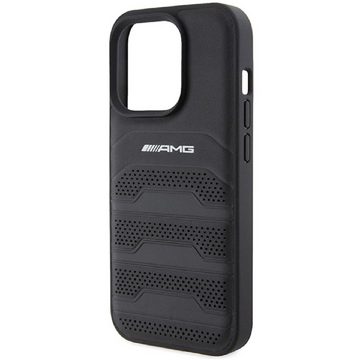 Mercedes Benz AMG Handyhülle Case iPhone 15 Pro Max Echtleder schwarz Logo 6,7 Zoll, Kantenschutz