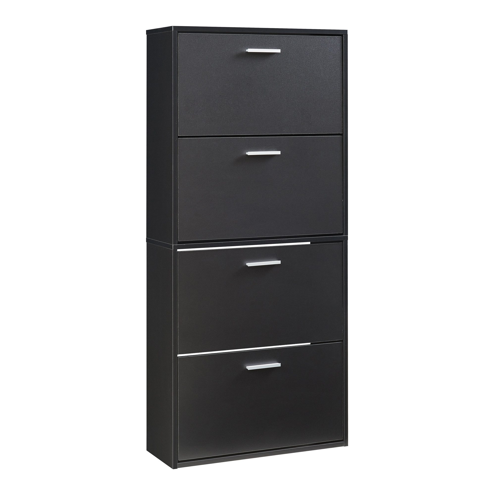 en.casa Schuhschrank »Sykkylven« Schuhkipper mit 4 Klappen 134 x 60 x 24 cm günstig online kaufen