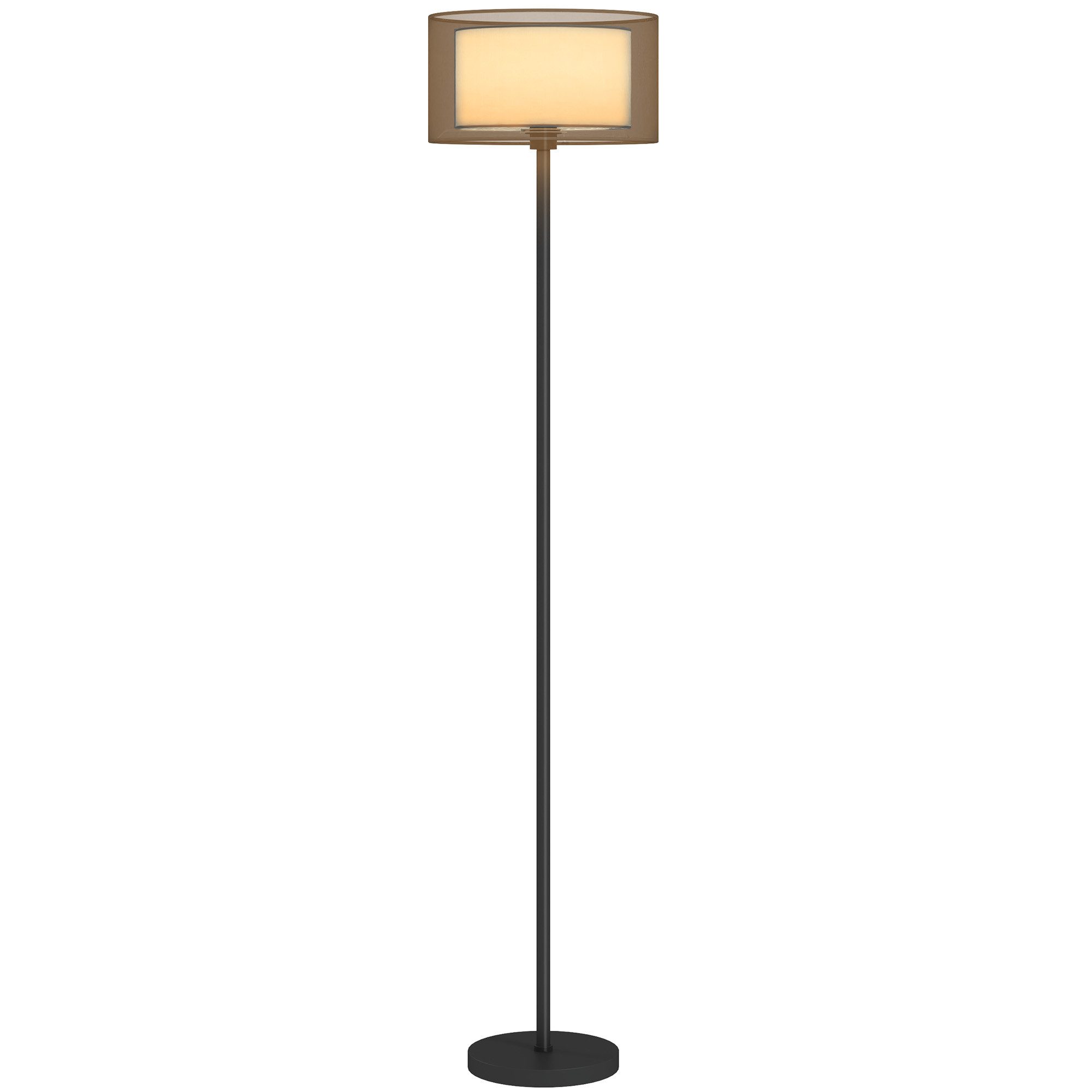 HOMCOM Stehlampe moderne Lampe mit Stoffschirm, Fußschalter, ohne Leuchtmittel, für Schlafzimmer, Wohnzimmer, 33 x 33 x 152,5 cm