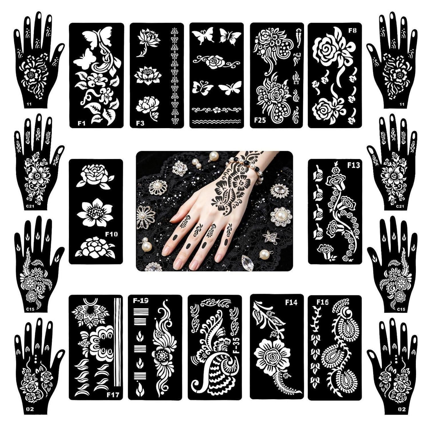 LuxusKollektion Kindertattoo Tattoo-Schablonen Henna 20 Stück Blätter