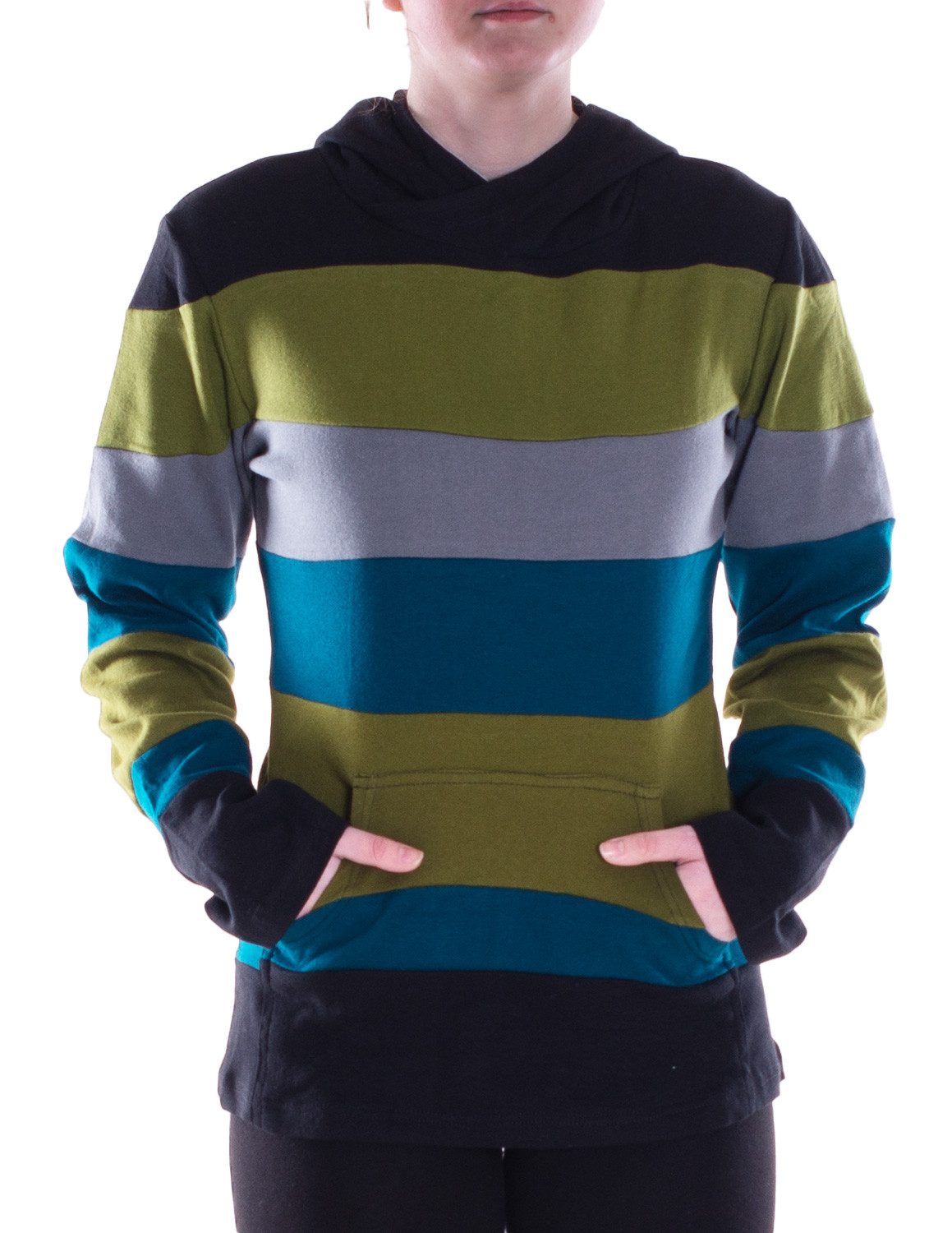 Vishes Sweater Hoodie Patchwork Regenbogen Sweater Hippie Pullover mit Kapuze Alternative Bekleidung, Ethno, Hippie, Retro Style