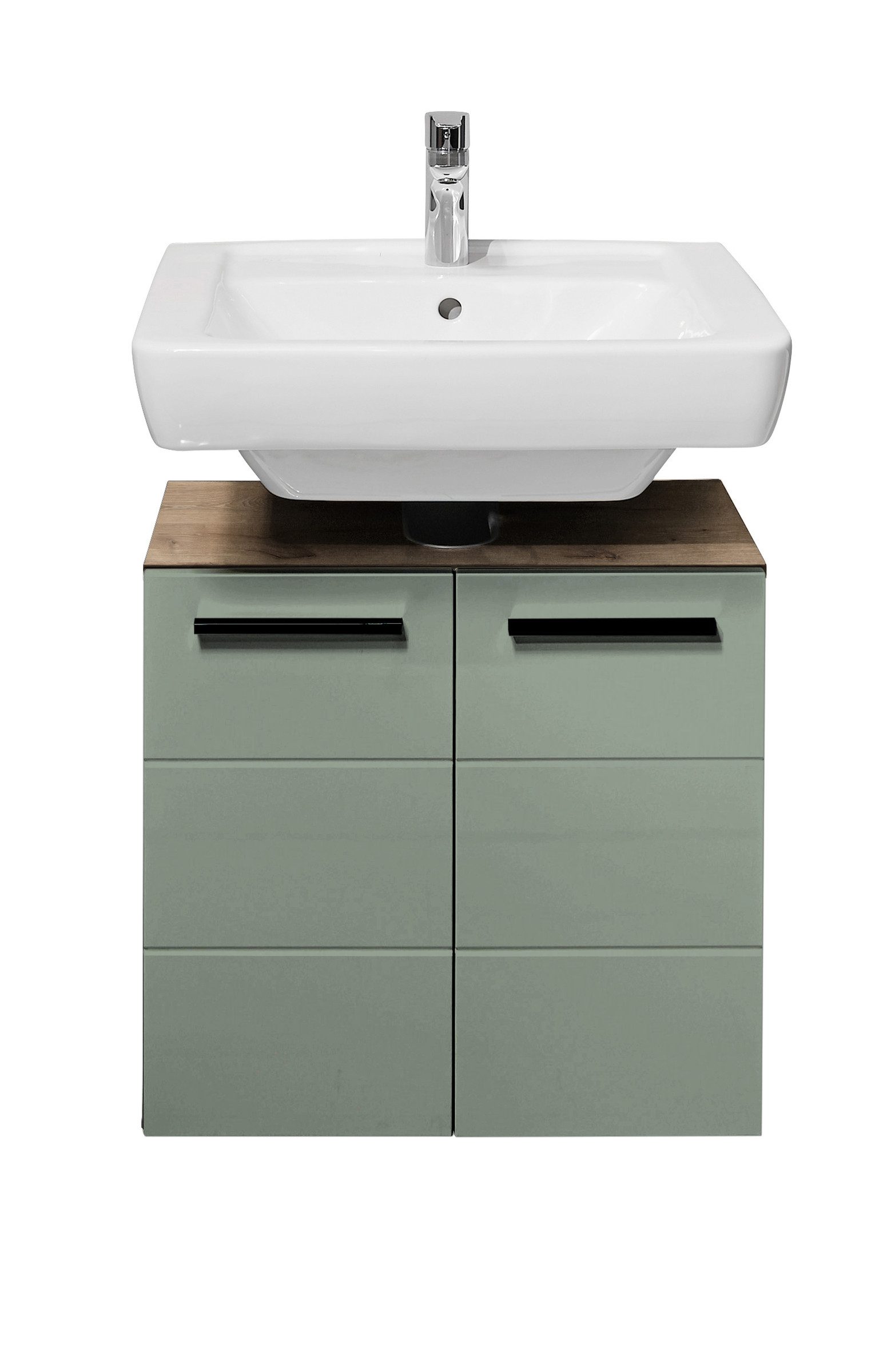 PREISBRECHER Badezimmer-Set Vista, (3-tlg), (3-tlg) in Viking Oak / Schilfgrün - 115x190x31 (BxHxT)