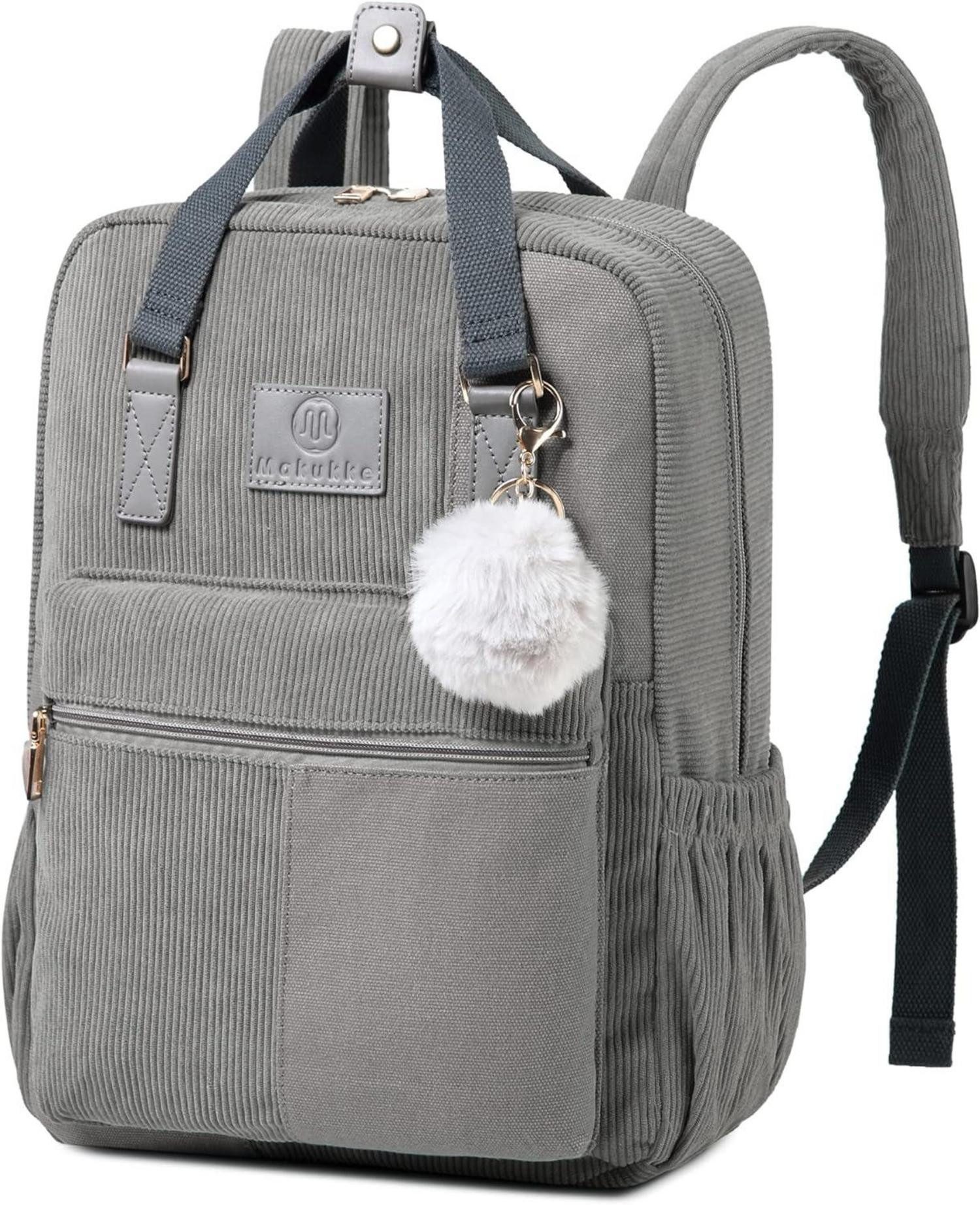 Cityrucksack Cord Rucksack Damen Herren Daypack Anti-Theft Tasche Grau