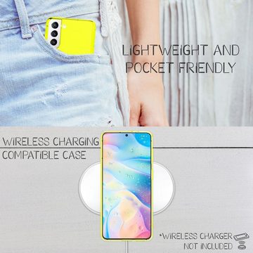 Nalia Smartphone-Hülle Samsung Galaxy S21 FE, Klare Neon Silikon Hülle / Bunt Leuchtend / Durchsichtig / Flexibel