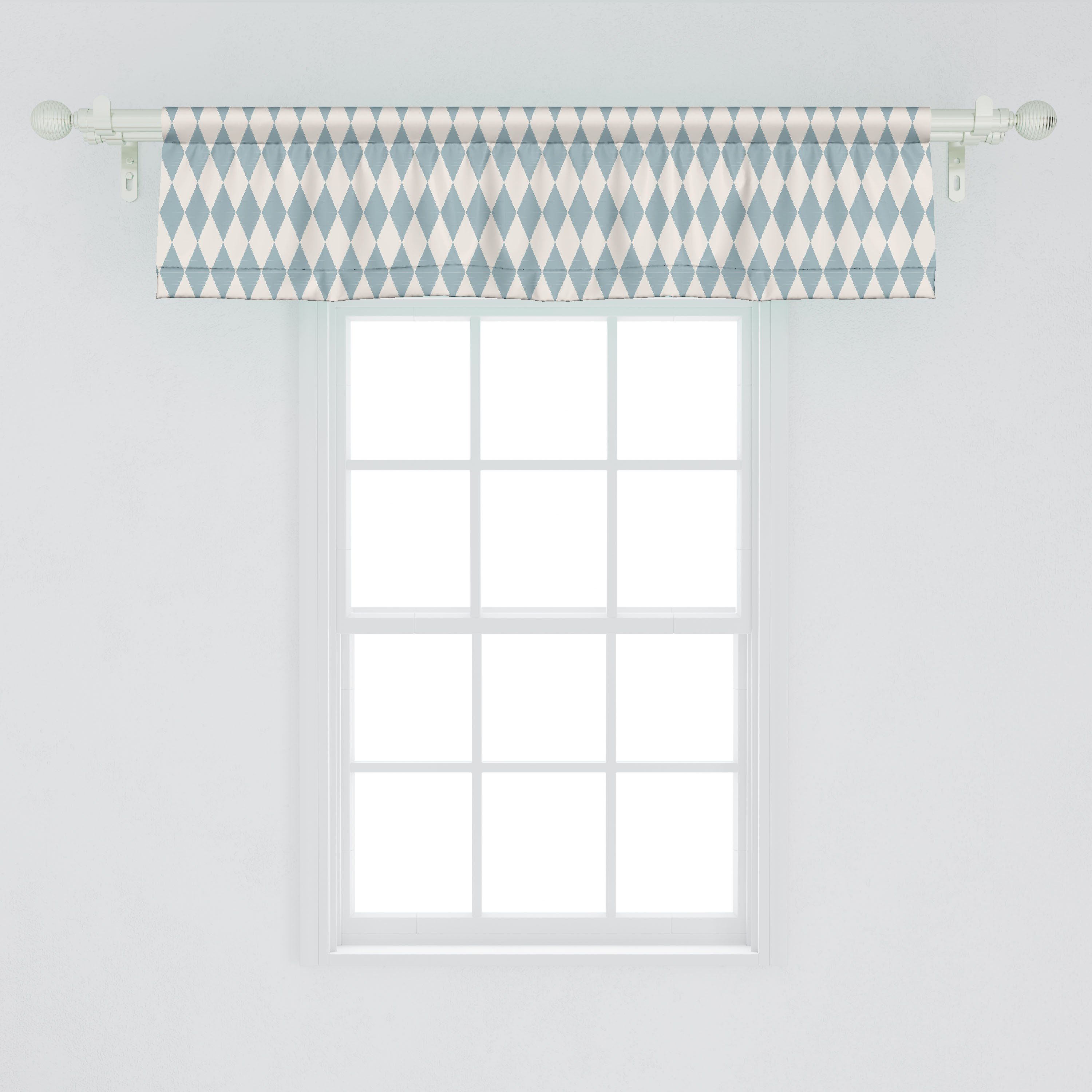 Scheibengardine Vorhang Volant für Farben Gedämpfte Küche Diamant-Kontrolle-Rhombus Stangentasche, Abakuhaus, Schlafzimmer mit Microfaser, Dekor