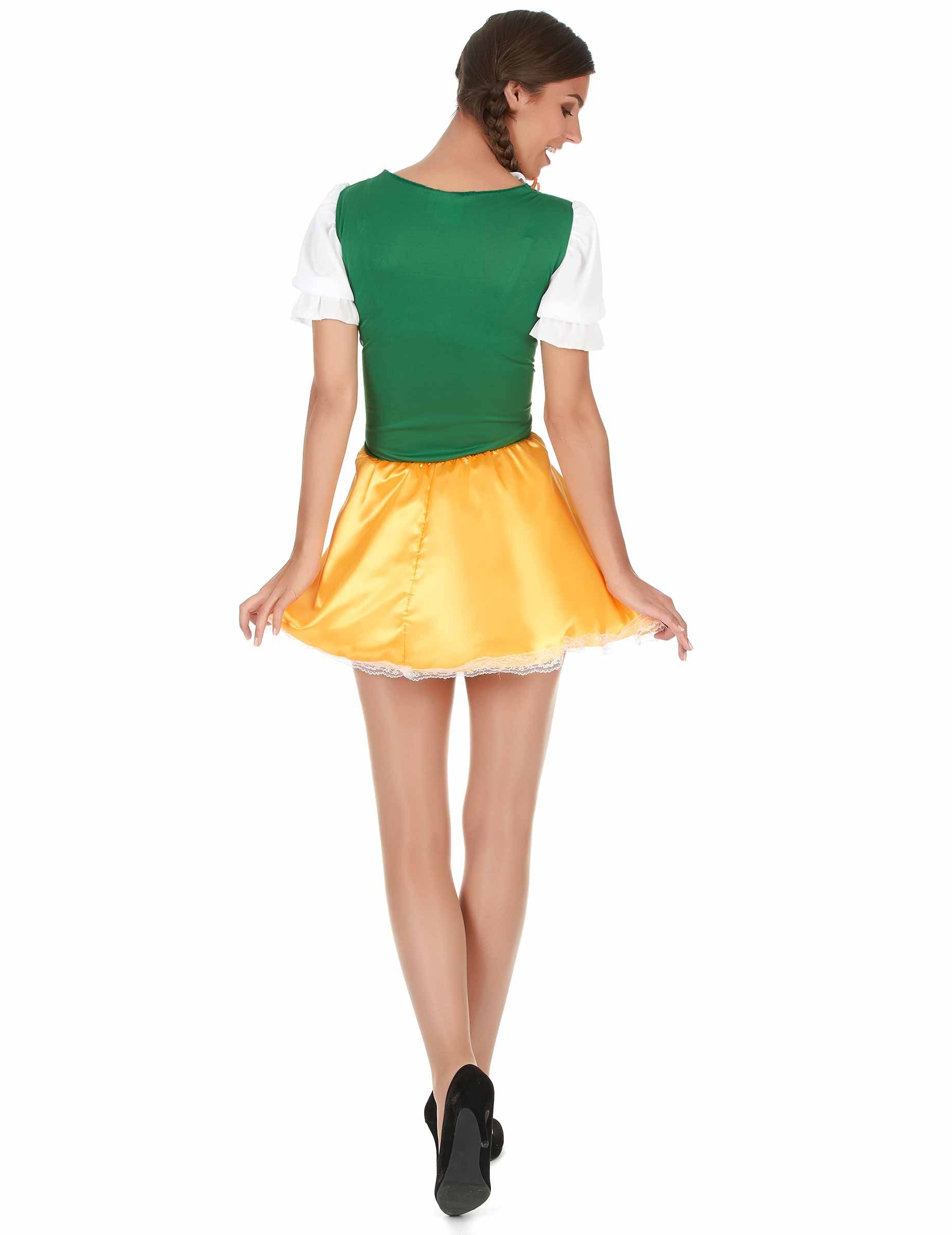 JADEO Partyanzug Süßes Bayerin Dirndl Damenkostüm grün-gelb-weiss günstig online kaufen