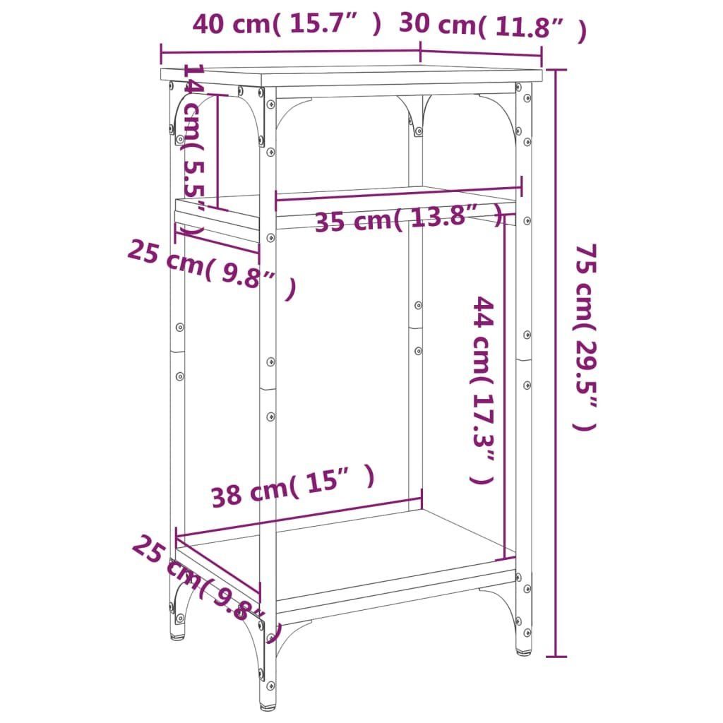 Sonoma Beistelltisch Grau 40x30x75 Grau vidaXL Beistelltisch Holzwerkstoff Sonoma cm Sonoma (1-St) Grau |