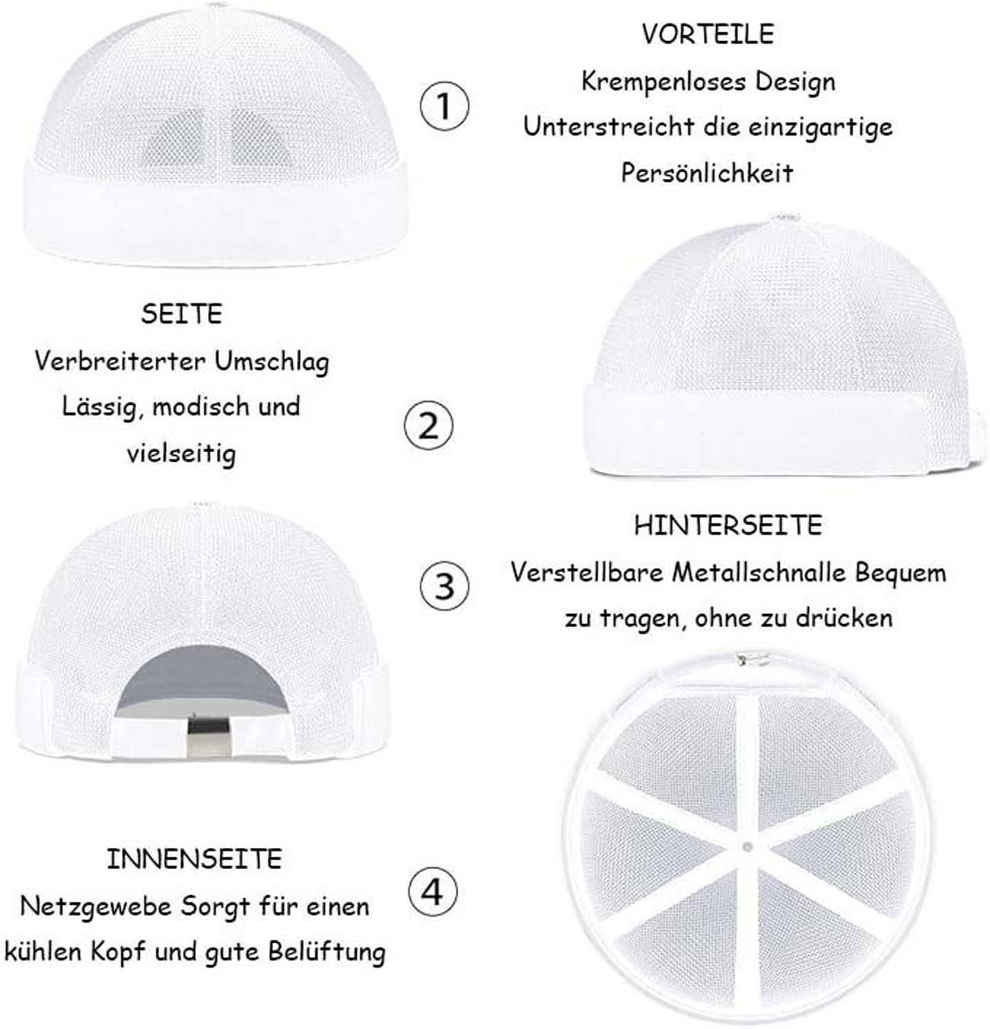 Zaewry Dockermütze Verstellbar Seemannsmütze UV-Schutz Dockermütze Sommer Hafenmütze – Bild 4 von 4