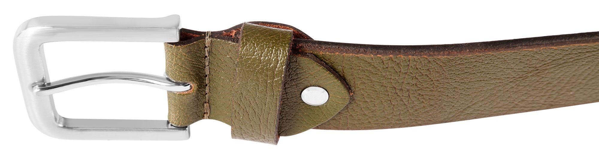 Leonardo Verrelli Ledergürtel hochwertiges Echt Leder, dunkelgrün, 80cm - 140cm (Bundweite)