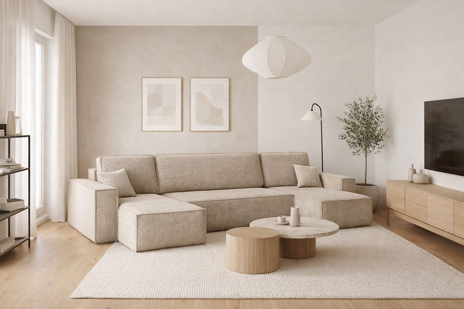 Kaiser Möbel Ecksofa mit schlaffunktion und bettkasten, Couch U-form BEST stoff Poso, Schlaffunktion, Bettzeugaufbewahrung, universal