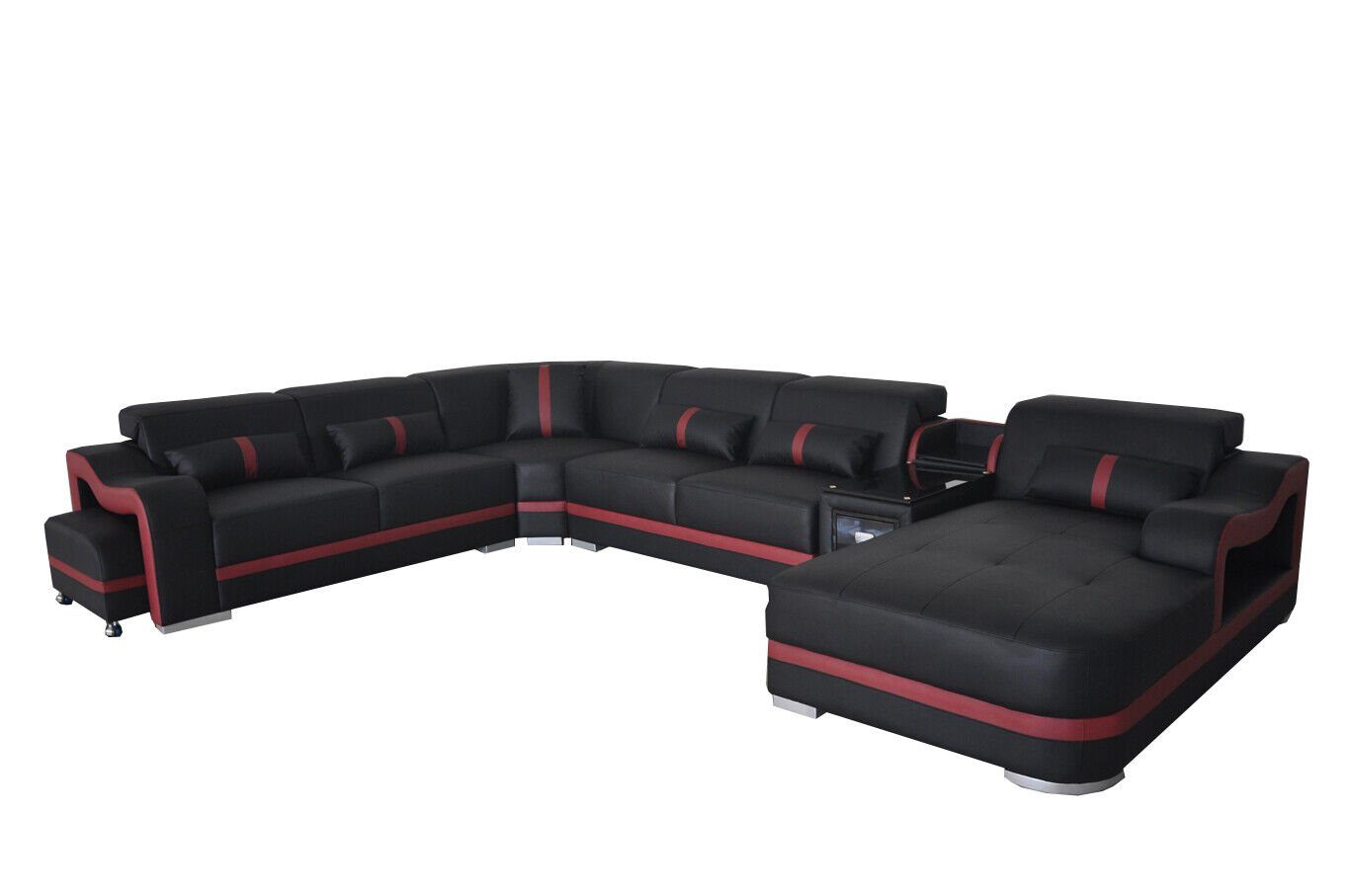 Sofa Leder Modern Couch Sitz Ecksofa Eck JVmoebel Wohnlandschaft Garnitur USB Design