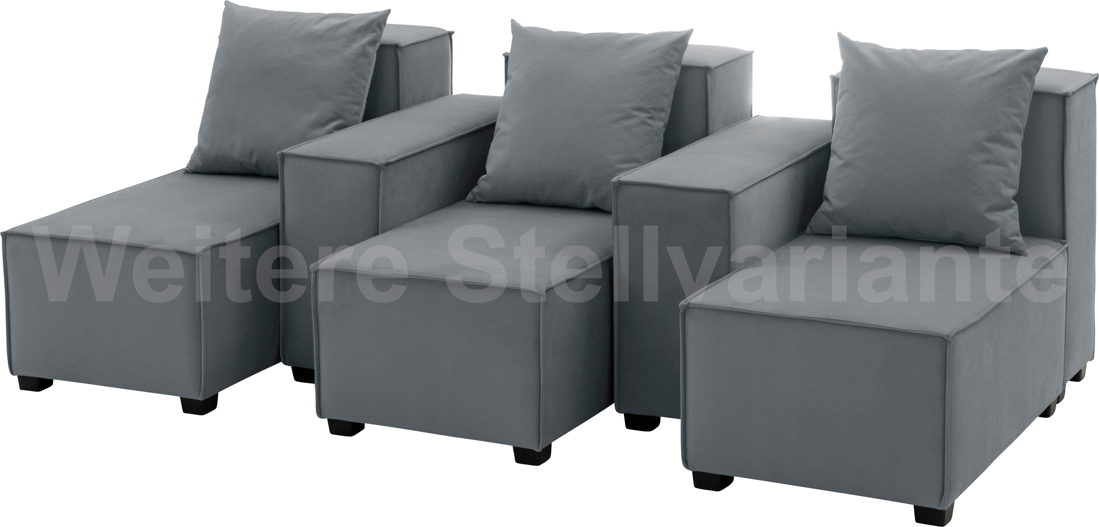 inklusive Max 02 Set, Wohnlandschaft Zierkissen, Sitz-Elementen, MOVE, grau kombinierbar 8 Sofa-Set 3 Winzer® aus