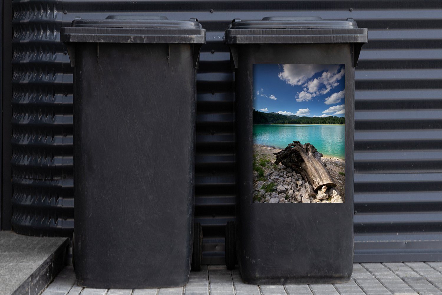 Durmitor-Nationalpark Wandsticker Stamm Container, St), MuchoWow entlang Crno des Sees Abfalbehälter (1 Mülleimer-aufkleber, Mülltonne, Jezero Sticker, im
