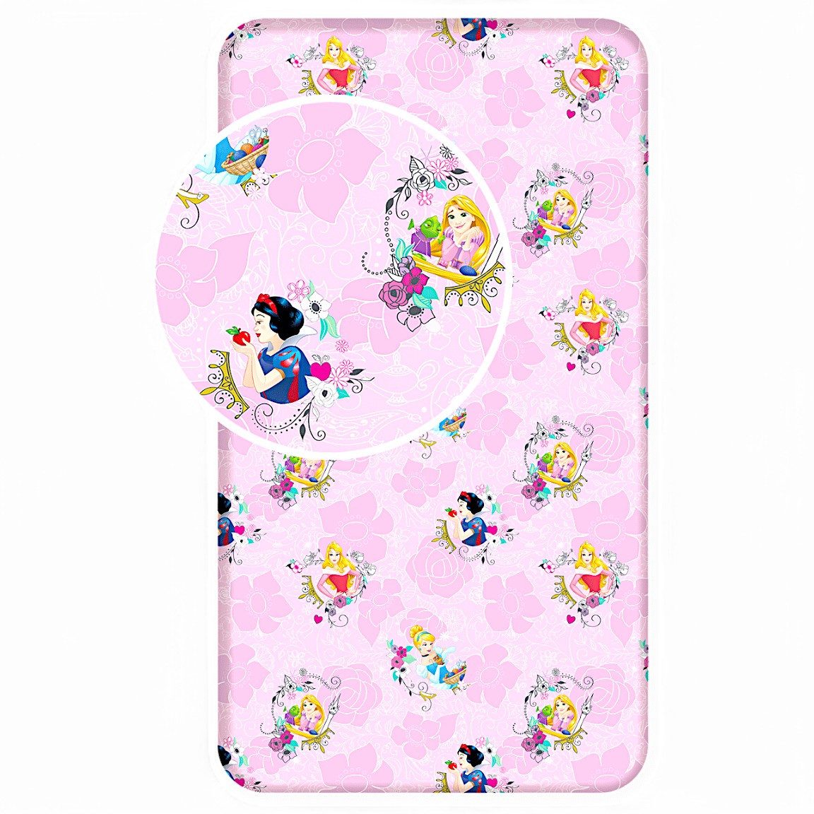 Disney Princess Spannbettlaken mit Blumen-Print, Baumwolle, günstig online kaufen