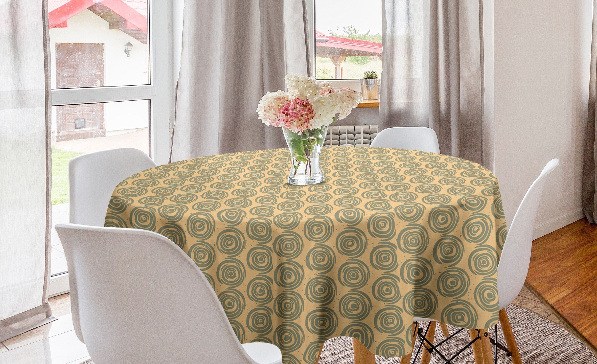 Abakuhaus Tischdecke Kreis Tischdecke Abdeckung für Esszimmer Küche Dekoration, Erdfarben Grunge Geometric