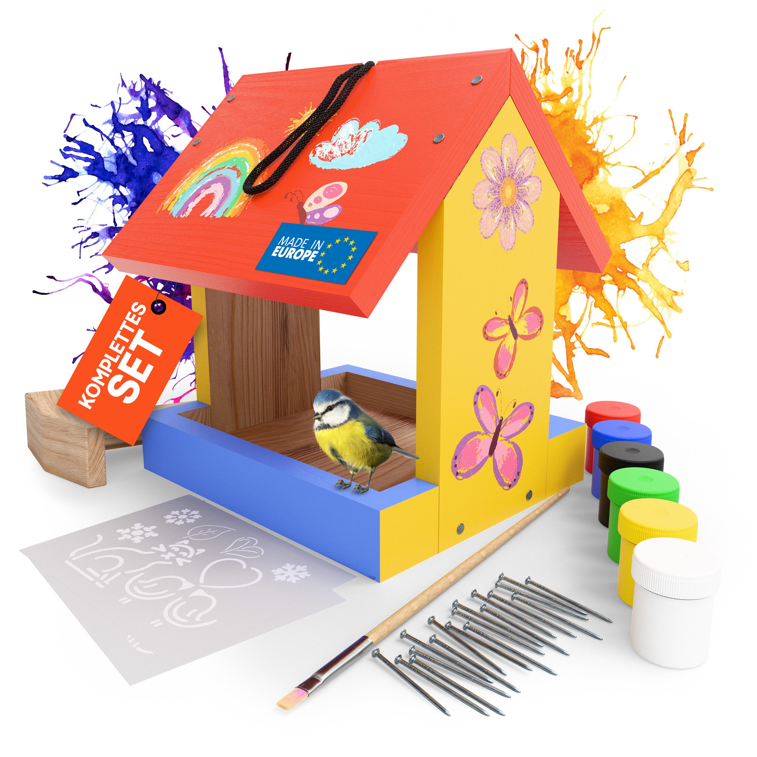 Eli Futterhaus Bausatz für Kinder zum bemalen inkl. Vorlagen - 6 Farben - P günstig online kaufen