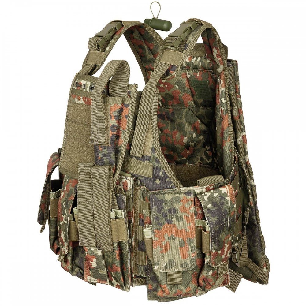 MFH Funktionsweste Weste, Ranger div. Taschen, flecktarn, Modu. System, 5 Ta. abnehmbarer Trinkrucksack