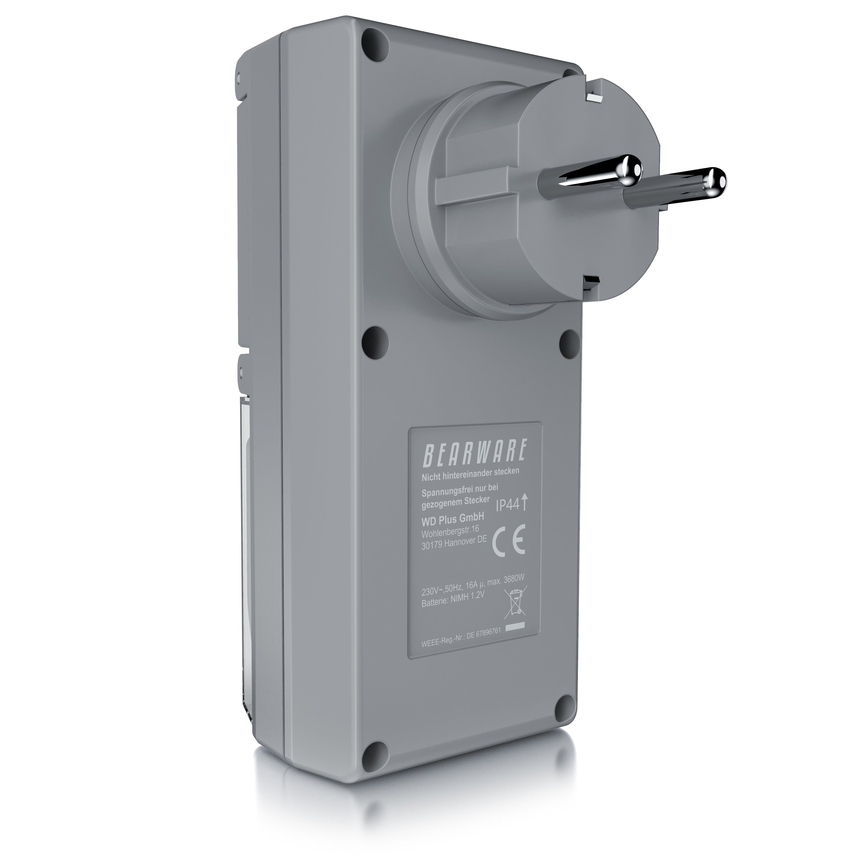 BEARWARE Zeitschaltuhr, digital, für den Außenbereich / Outdoor, mit Zufallsfunktion, IP44, Countdown