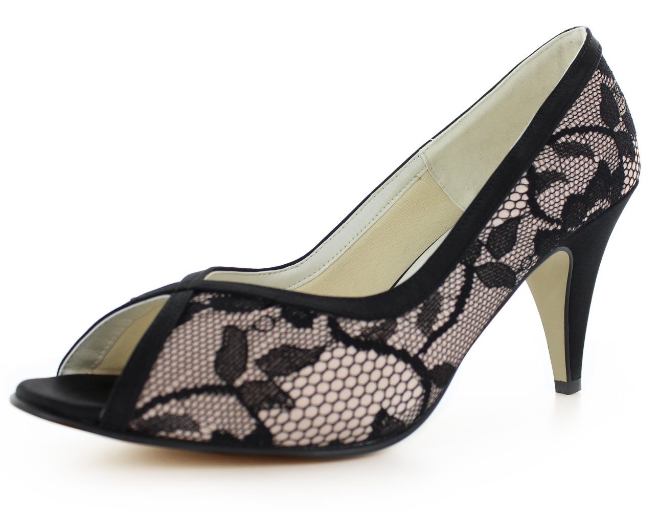 White Lady 718 Vintage Peeptoe-Pumps aus Spitze Peeptoepumps