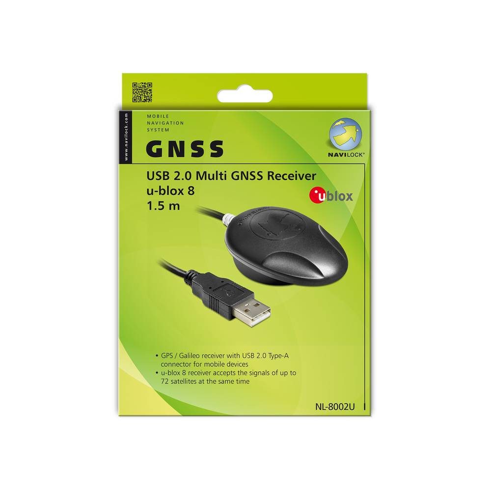 Navilock USB 2 Multi GNSS Empfänger u-blox 8 1.5 m GPS-Tracker (Spritzwassergeschütztes Gehäuse)