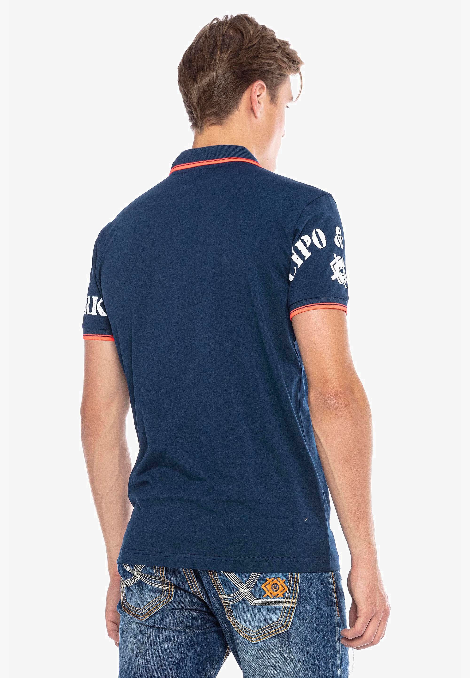trendigem Baxx dunkelblau & Poloshirt Print mit Cipo