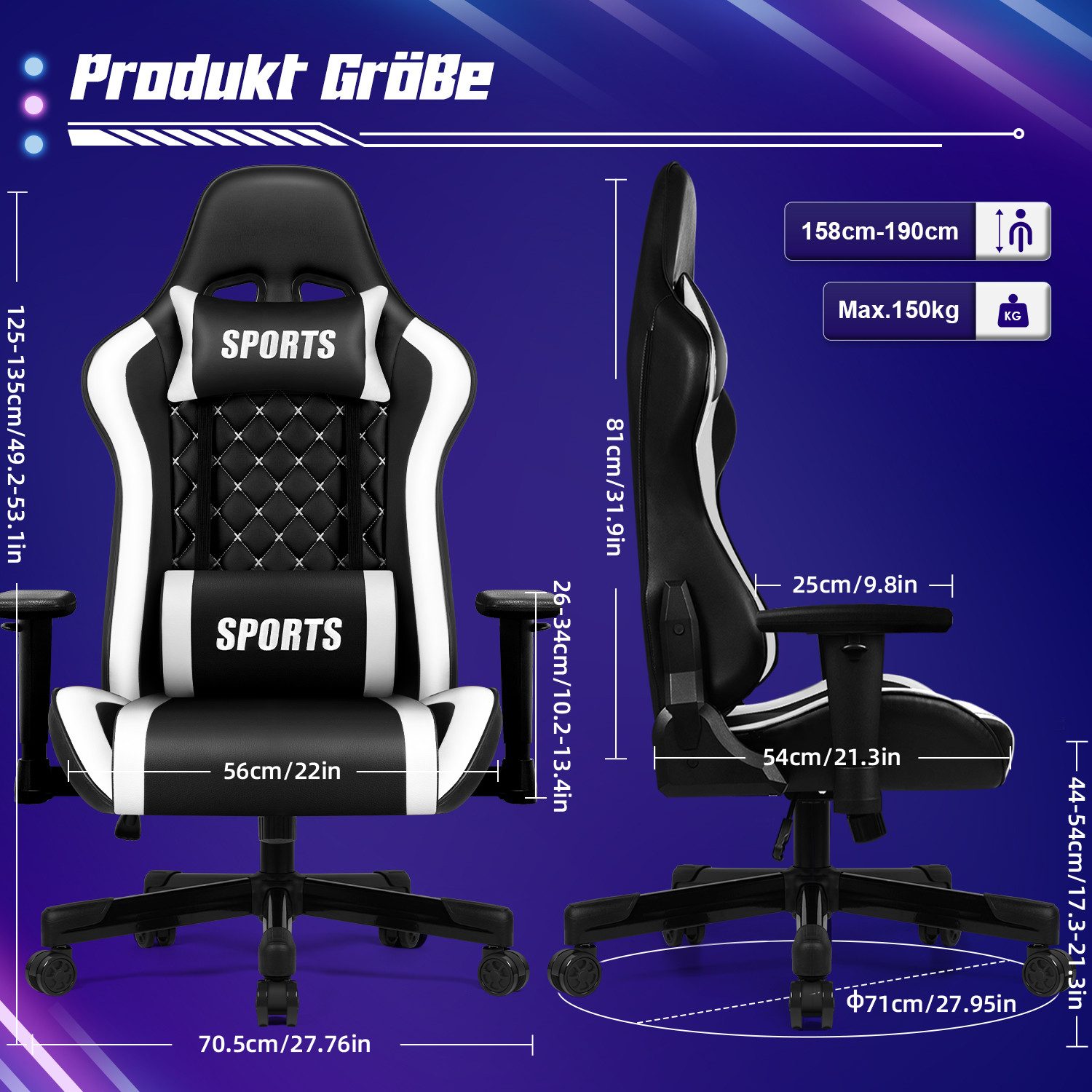 Hiazurm Gaming-Stuhl Gaming Stuhl, Bürostuhl Ergonomisch, Gaming Chair (Gam günstig online kaufen