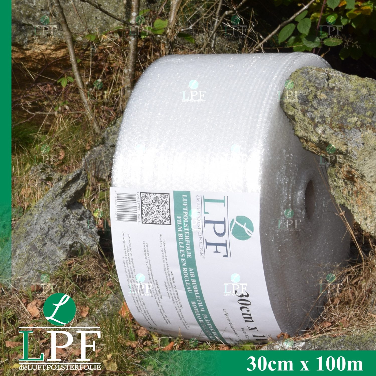 LPF dieLUFTPOLSTERFOLIE Schutzfolie Luftpolsterfolie Breite 30cm x Länge 100m Noppenfolie Verpackungsfolie