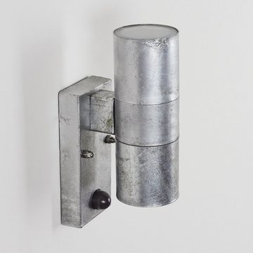 hofstein Außen-Wandleuchte »Civitatomassa« Außenleuchte aus Metall/Glas in Verzinkt/Weiß, ohne Leuchtmittel, Wandlampe m. Bewegungsmelder u. Lichteffekt, Up&Down, GU10, IP44