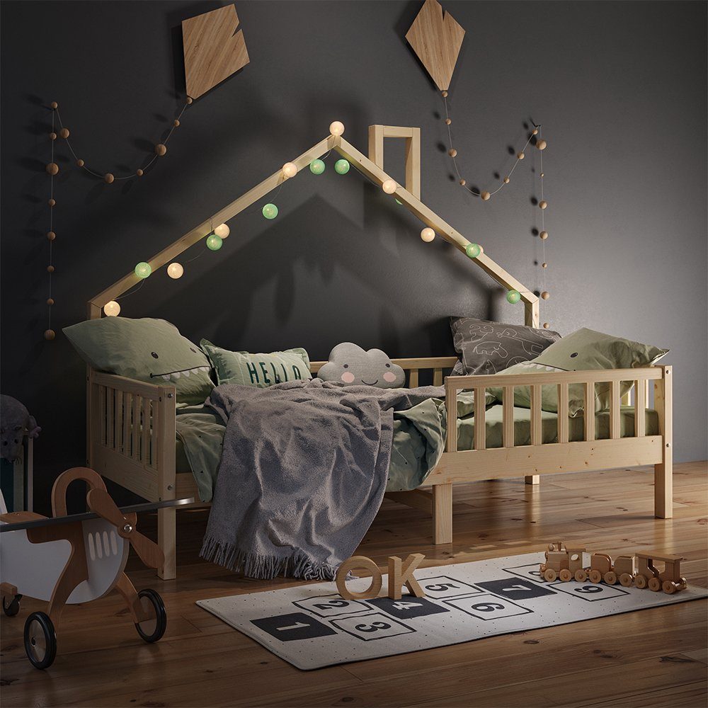 VitaliSpa® Hausbett Noemi, Naturholz, 90x200 cm