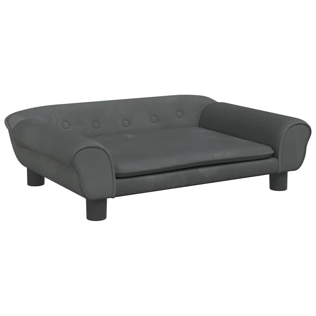 furnicato Hundebett Dunkelgrau 70 x 48 x 22 cm mit Massivholz Rahmen, Samt, Weiches Hundesofa mit Schaumstoffpolsterung für kleine Haustiere – Bild 2 von 5