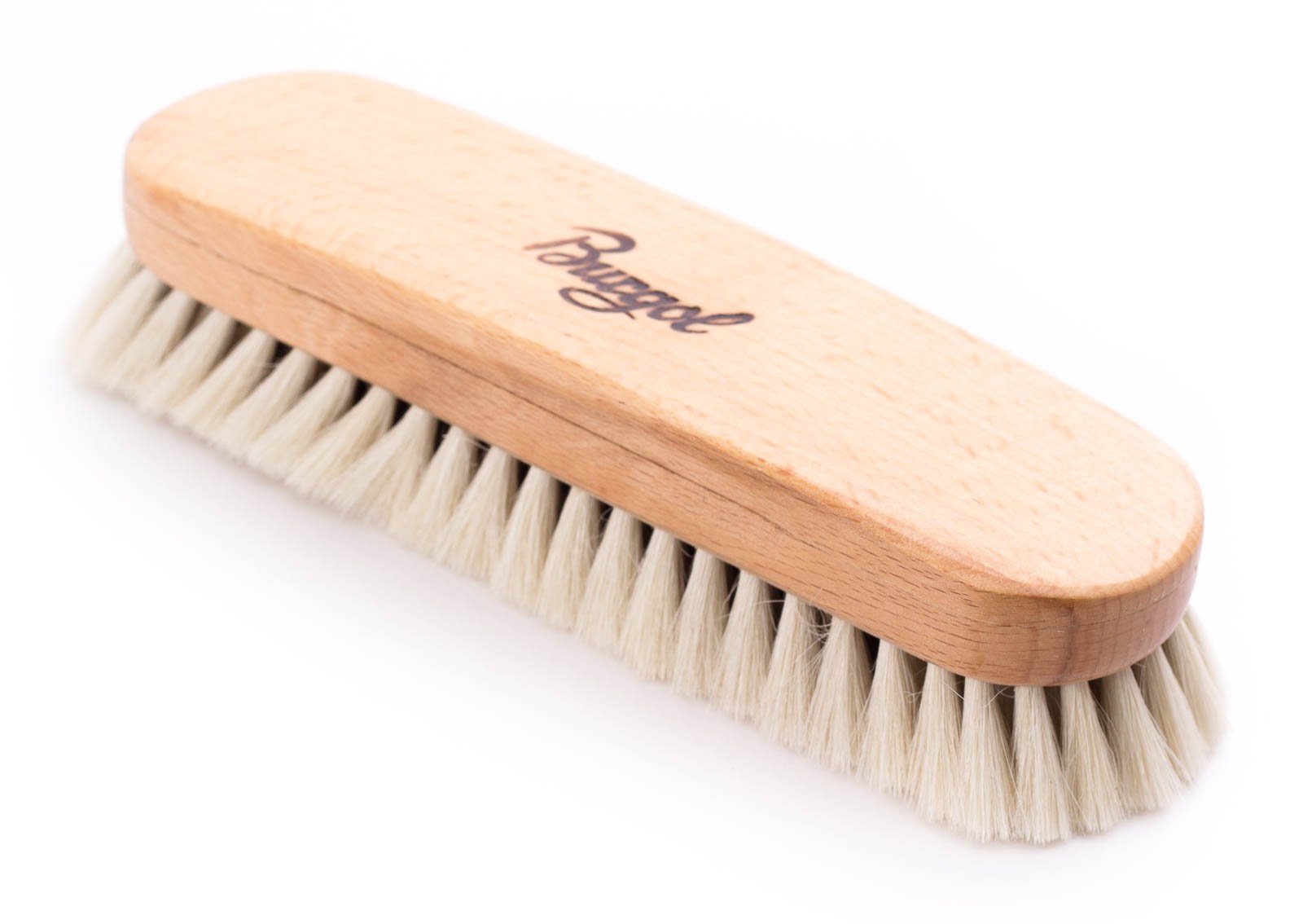 Schuhputzbürste Burgol Ziegenhaarbürste hell (ca. 18cm x 4,7cm) Handeinzug